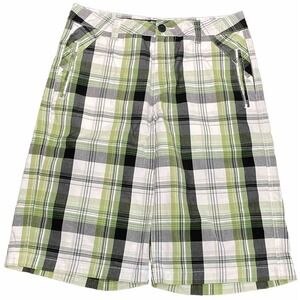 Vintage Anchor Blue Men's Size 30 Green Chino Plaid Mid Rise Shorts With Pockets